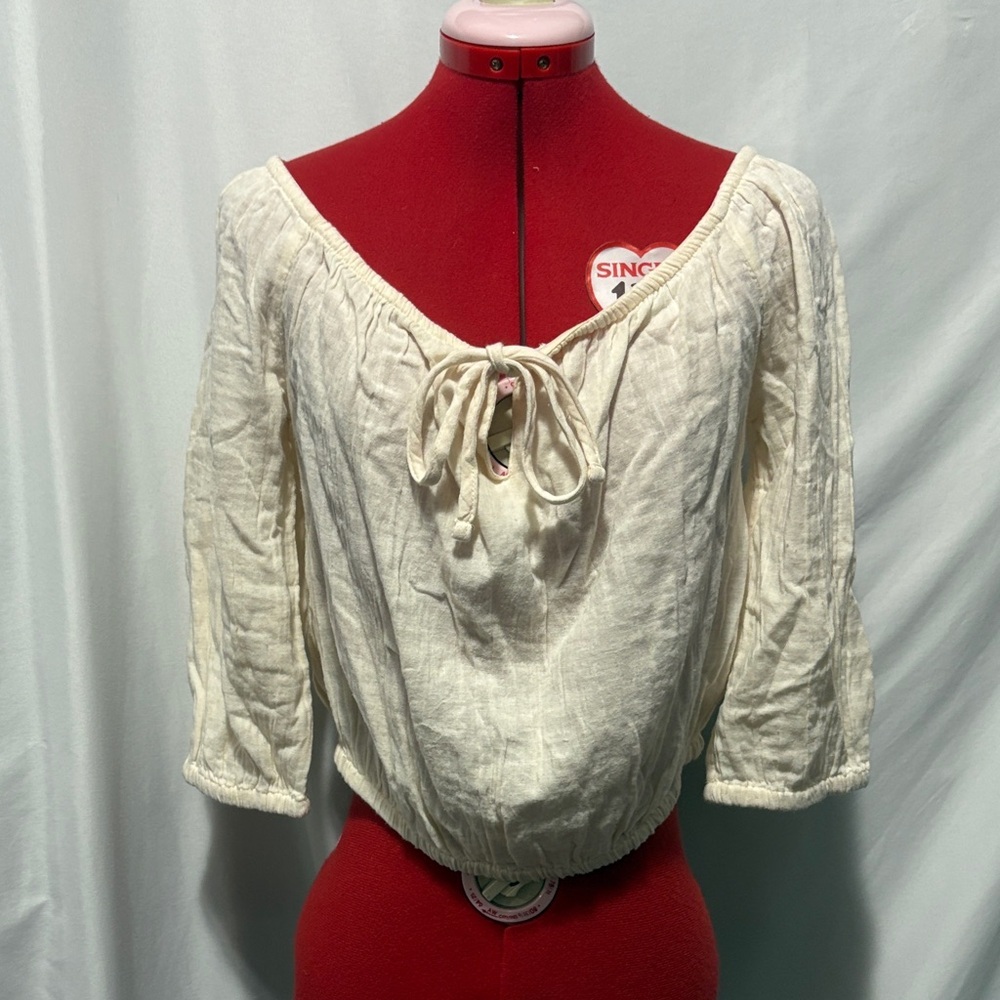 Roxy Cream Tie-Front Blouse LL160